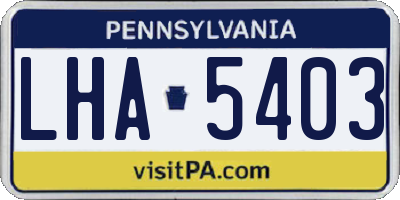 PA license plate LHA5403