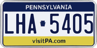 PA license plate LHA5405