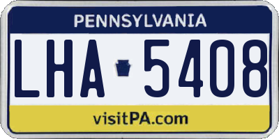 PA license plate LHA5408