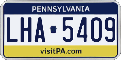 PA license plate LHA5409
