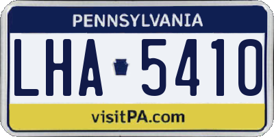 PA license plate LHA5410