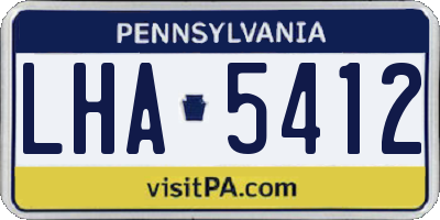 PA license plate LHA5412