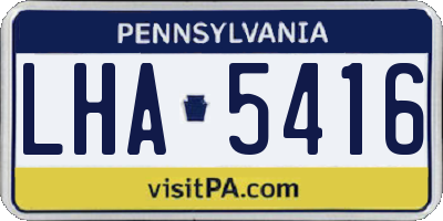 PA license plate LHA5416