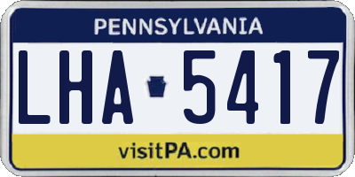 PA license plate LHA5417