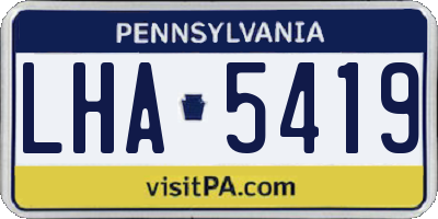 PA license plate LHA5419