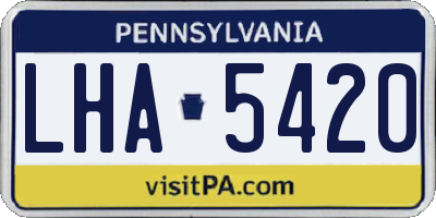 PA license plate LHA5420