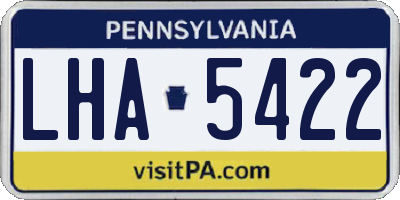 PA license plate LHA5422