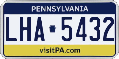 PA license plate LHA5432