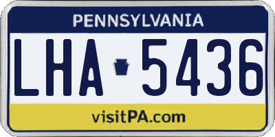 PA license plate LHA5436