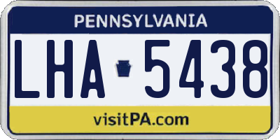 PA license plate LHA5438