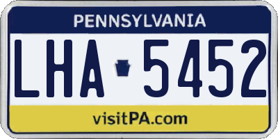 PA license plate LHA5452