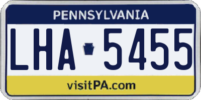 PA license plate LHA5455