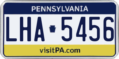 PA license plate LHA5456