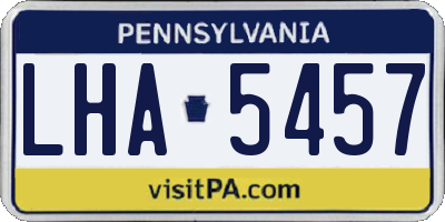 PA license plate LHA5457