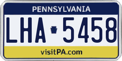 PA license plate LHA5458