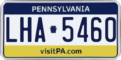 PA license plate LHA5460