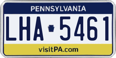 PA license plate LHA5461