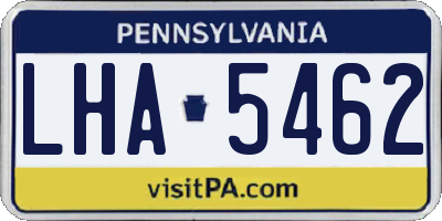 PA license plate LHA5462