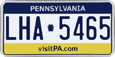 PA license plate LHA5465