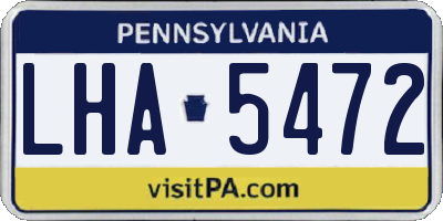 PA license plate LHA5472