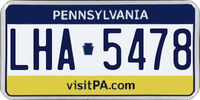 PA license plate LHA5478