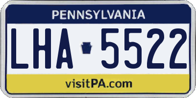 PA license plate LHA5522