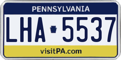 PA license plate LHA5537