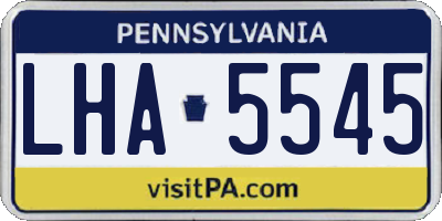 PA license plate LHA5545