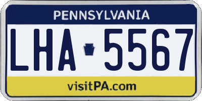 PA license plate LHA5567