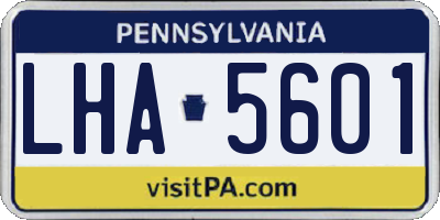 PA license plate LHA5601