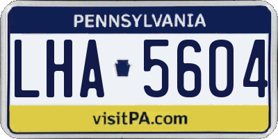 PA license plate LHA5604