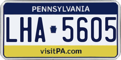 PA license plate LHA5605