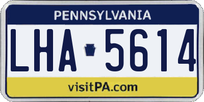 PA license plate LHA5614