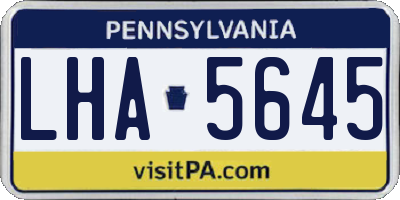 PA license plate LHA5645