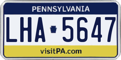 PA license plate LHA5647