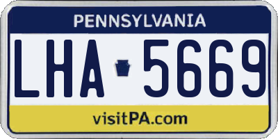 PA license plate LHA5669