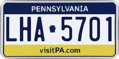 PA license plate LHA5701