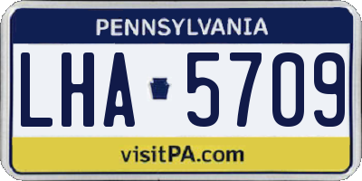 PA license plate LHA5709