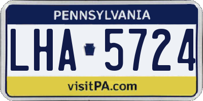 PA license plate LHA5724