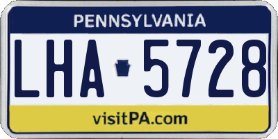 PA license plate LHA5728
