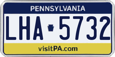 PA license plate LHA5732