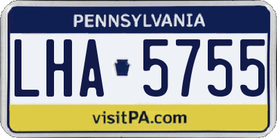 PA license plate LHA5755