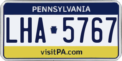 PA license plate LHA5767