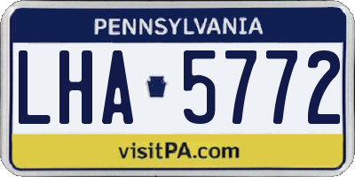 PA license plate LHA5772