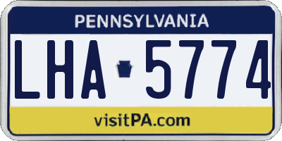 PA license plate LHA5774