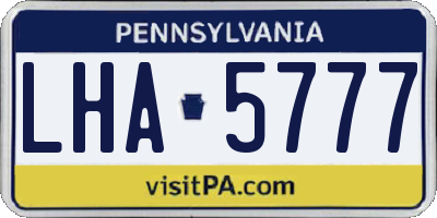 PA license plate LHA5777