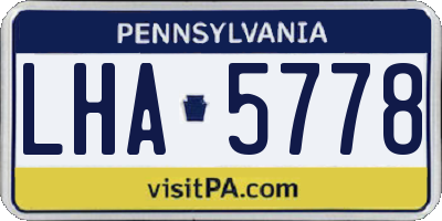PA license plate LHA5778