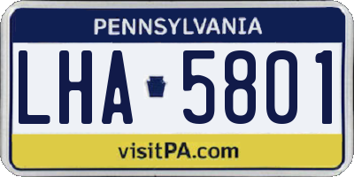 PA license plate LHA5801