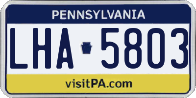 PA license plate LHA5803
