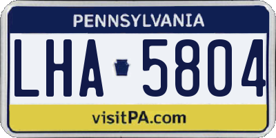 PA license plate LHA5804